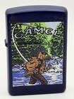 Vintage 1996 Camel Joe Fishing Navy Blue Matte Zippo Lighter New