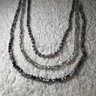 Silver Tone Multi-strand Purple   Clear Round Crystal Necklace Drop Earrings Set