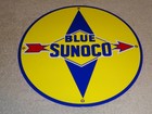 Vintage Nos Blue Sunoco Gasoline        sun Oil Company 11 3 4  Porcelain Metal Sign