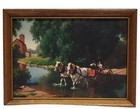 Vtg Framed Art Print The Big Moment By Paul Detlefsen  5 x 7  Horses Buggy Wagon