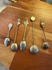 Lot Of 5 Vintage Spoons Souvenir Mixed Metals Silver Tone Collectible Spoons