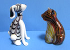 Fitz And Floyd Glass Menagerie Dog Plus A Glass Cat