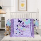 3-piece Crib Bedding Set Baby Girl Nursery Quilted Bed Comforter Sheet Skirt Set