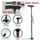 Elder Folding Walking Stick Walking Cane Height Adjustable Led Light Torch Alarm