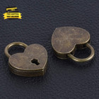 Lock Antique Brass Padlock With Key  Vintage Heart Shape Anti-theft Mini Padlock