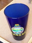 State Of Kansas Seal   Logo Cobalt Blue Glass Pint Size 