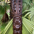 Lono Hawaiian Tiki Mask Traditional Statue Wood Carving Tropical Bar 39 x 8 