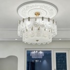 23 62 Inch Ceiling Medallion Decorative  Round White Plaster Carved Lamp Plate