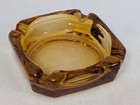 Vintage Ashtray Amber Glass Square Mid Century Modern