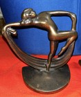 Pair Of Art Deco Vintage Antique Bookends Sculptured Dancing Ladies Metal bronze