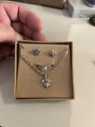 Beautiful Vintage Sterling Silver Necklace Ring Earrings Bracelet Set Teen Rose