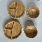 Lot Of 4 Avanchy Baby Munchkin Bamboo Section Plate Bowls Blue Suction
