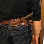 Leather Fixed Blade Knife Sheath For Belt Knives Holder Cross Draw Right Side