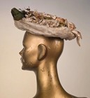 Victorian 19th C Straw Pancake Hat W Pleated Silk De Chine   Florals