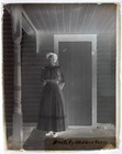 Antique Glass Photo Negative  Woman On House Porch - Circa Early 1900 s