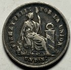          1866 Peru 1 Dinero Silver Coin     Circulated      Original Surfaces 