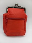 Leather Cigarette Case With Lighter Holder   2 Zipper Pockets  Red  100s