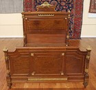19th Century Bronze Mounted French Plum Pudding Acajou Mahogany Full Size Bed