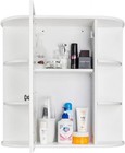 White Bathroom Wall Cabinet With Single Door Mirror  Wooden Medicine Cabinet    