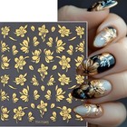 6 Sheets Fall Nail Stickers Gold Nail Art Stickers 3d Self Fall Stickers-3