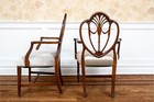 Hand Carved Mahogany Hepplewhite Shield Back Armchairs   a Pair
