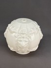 Antique Gwtw Lion   s Head Hurricane Parlor Lamp Globe Milk Glass 7  Base