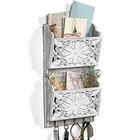 2-slot Mail Organizer Wall Mount With 4 Hooks  Rustic Key And Mail Larger