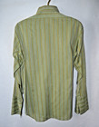 Vtg 1970 s Enro Mens Dress Shirt Green Stripe Large Cotton Blend French Cuff