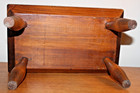 Unique Vintage Primitive Wooden Stool Bench W  Gold Chain Design And Child Inlay