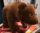 Antique 12  Stuffed Brown Bear Teddy Toy W  Glass Eyes  Rare