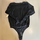 Nwt Free People Intimately Black Shimmer Long Sleeve Bodysuit Size Small