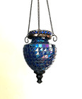 Bombay Company Moroccan Cobalt Mosaic Hanging Glass Tea Light Lantern New In Box