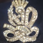 Vintage 1940s Signed Mazer Brothers Scottish Rhinestone Fur Clips Pair 13 