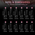 Xxl Coffin Nail Tips 240pcs Clear Acrylic Full Cover 12 Sizes False Nails