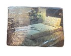 Vtg Burlington Caress Sheet Set Brown Gold Butterfly Fern Flat Full Double 70s