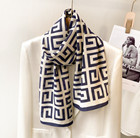 100  Pure Mulberry Silk Crepe Shawl Maze Print Neckerchief Oblong Collar Scarf