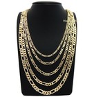 Italian Figaro Link Chain Necklace Bracelet 5mm To 10mm 14k Stamp Gold Plated