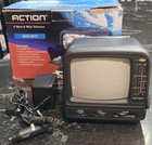 Vintage Action 5  B w Portable Mini Television  Model Acn-3517 Video In Gaming