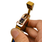 1x Windproof Golden Dual Arc Plasma Electric Lighter Usb Rechargeable Flameless