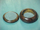 Vintage Wood Brazil Agate Natural Inlay Stone Trinket Jewelry Box Felt Lined 3 5