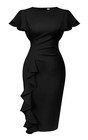  Women s Vintage Church Ruffle Sleeve Ruched Bodycon Work Midi Large Black