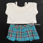 Build-a-bear Turquoise Pleated Skirt  Buckles  White Top Teddy Clothes Outfit