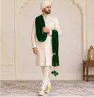 Men Stole Indian Handmade Velvet Wedding Dupatta Green Traditional Scarves