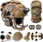 Airsoft Helmet Tactical Helmet With Headset mask Mesh adjustable Helmet Light Fo
