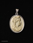 Vintage 800 Silver Lava Stone Cameo Pendant - High Relief 
