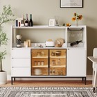 Modern Sideboard - 3 Drawers  Glass Door Locker  Wine Glass Storage Side Cabinet