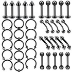 16g 40pcs Body Piercing Kit Surgical Steel Nose Rings Lip Tongue Eyebrow Studs