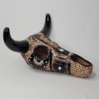 14  Hand Painted Talavera Cow Skull Ceramic Mexican Folk Art Pottery Home Decor