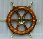 18  Anchor Nautical Wooden Ship Steering Wheel Pirate  Brass Handle Decor Item