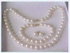 Aaaa8-9 Mm Akoya White Pearl Necklace Bracelet Earring Set 14k Gold 18in 7 5-8in